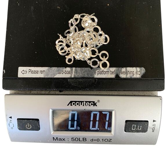 Vintage 925 Sterling Silver Long Necklace Hammered Circle Links 0.7 Grams 22” - Picture 5 of 16
